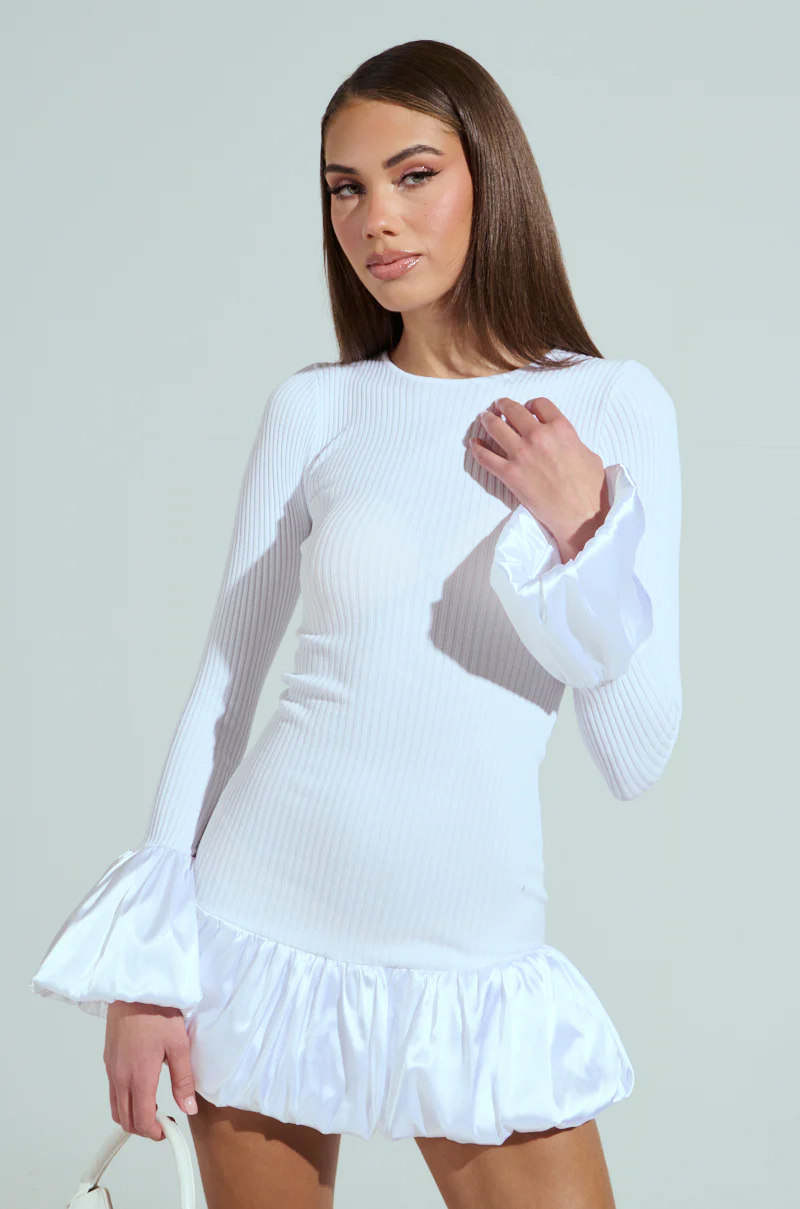 CAN'T MISS ME KNIT MINI DRESS IN WHITE - Image 3