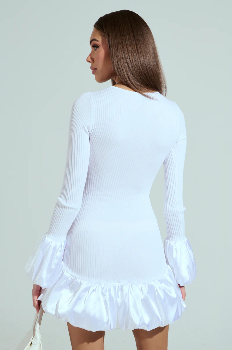 CAN'T MISS ME KNIT MINI DRESS IN WHITE - Image 5