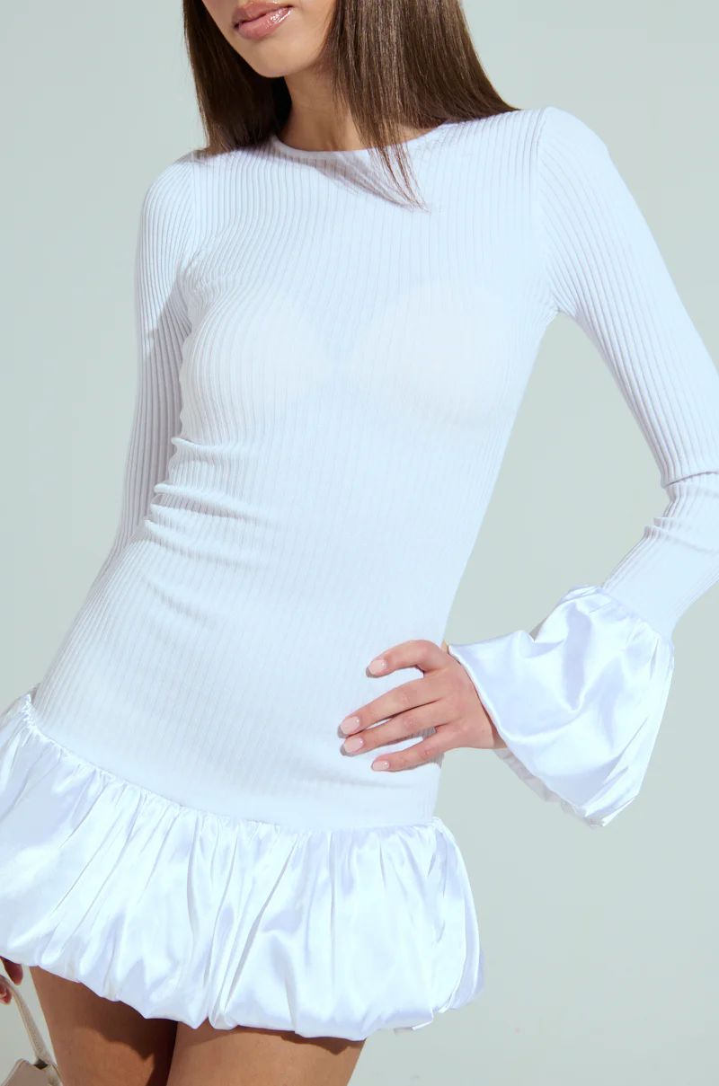 CAN'T MISS ME KNIT MINI DRESS IN WHITE - Image 7