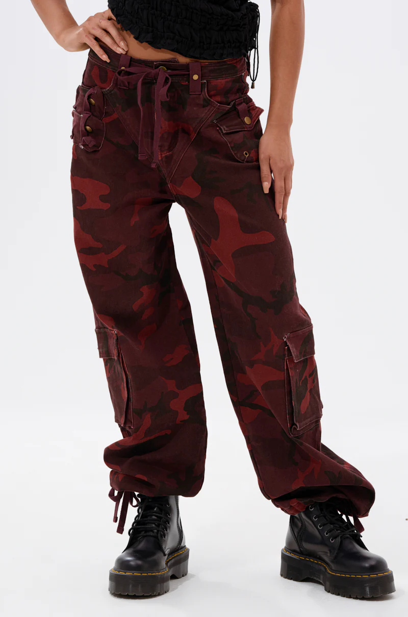 CANT SEE ME BURGUNDY CAMP CARGO JOGGER - Image 2