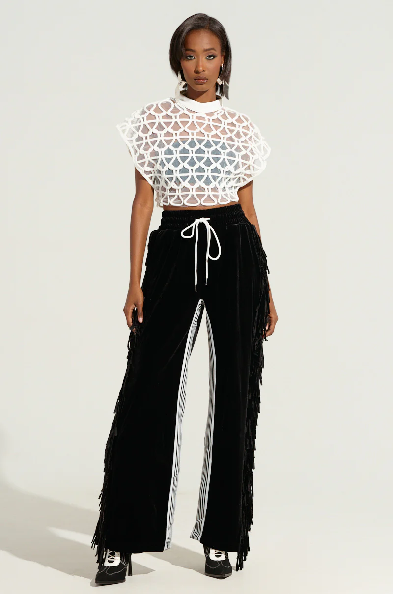 CARLY FRINGE VELVET JOGGER - Image 6
