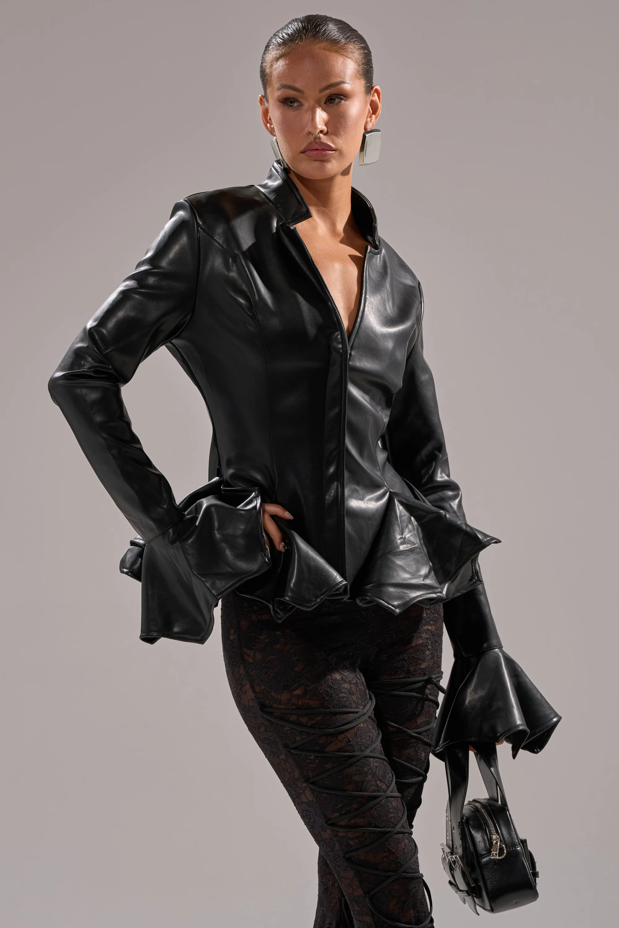 CARMEN BODYCON BLAZER IN BLACK - Image 2