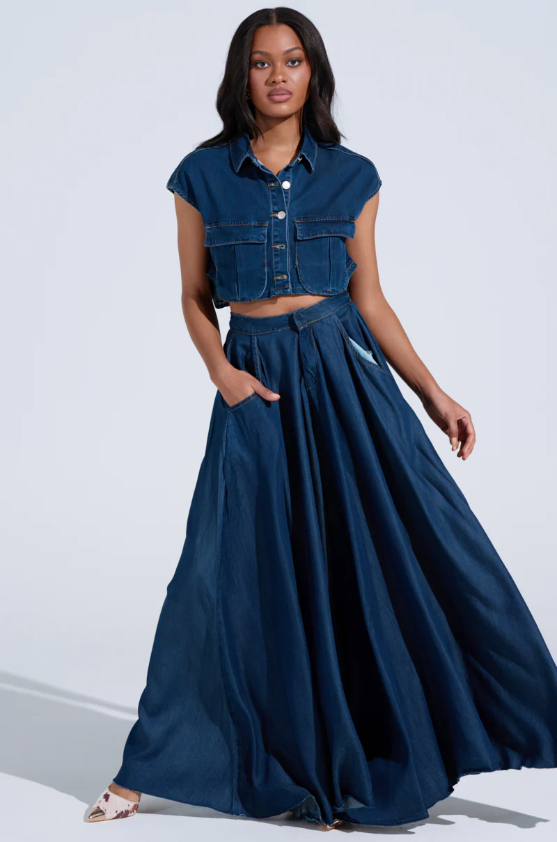 CARRIE BUTTON DOWN DENIM VEST TOP - Image 8