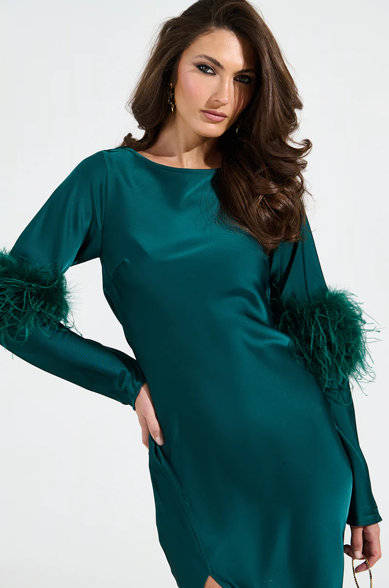 CARRIE FEATHER SLEEVE MAXI DRESS - Image 6