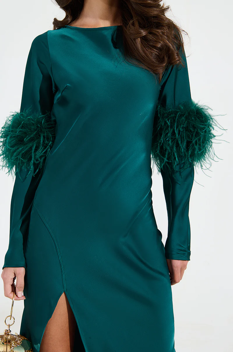 CARRIE FEATHER SLEEVE MAXI DRESS - Image 7