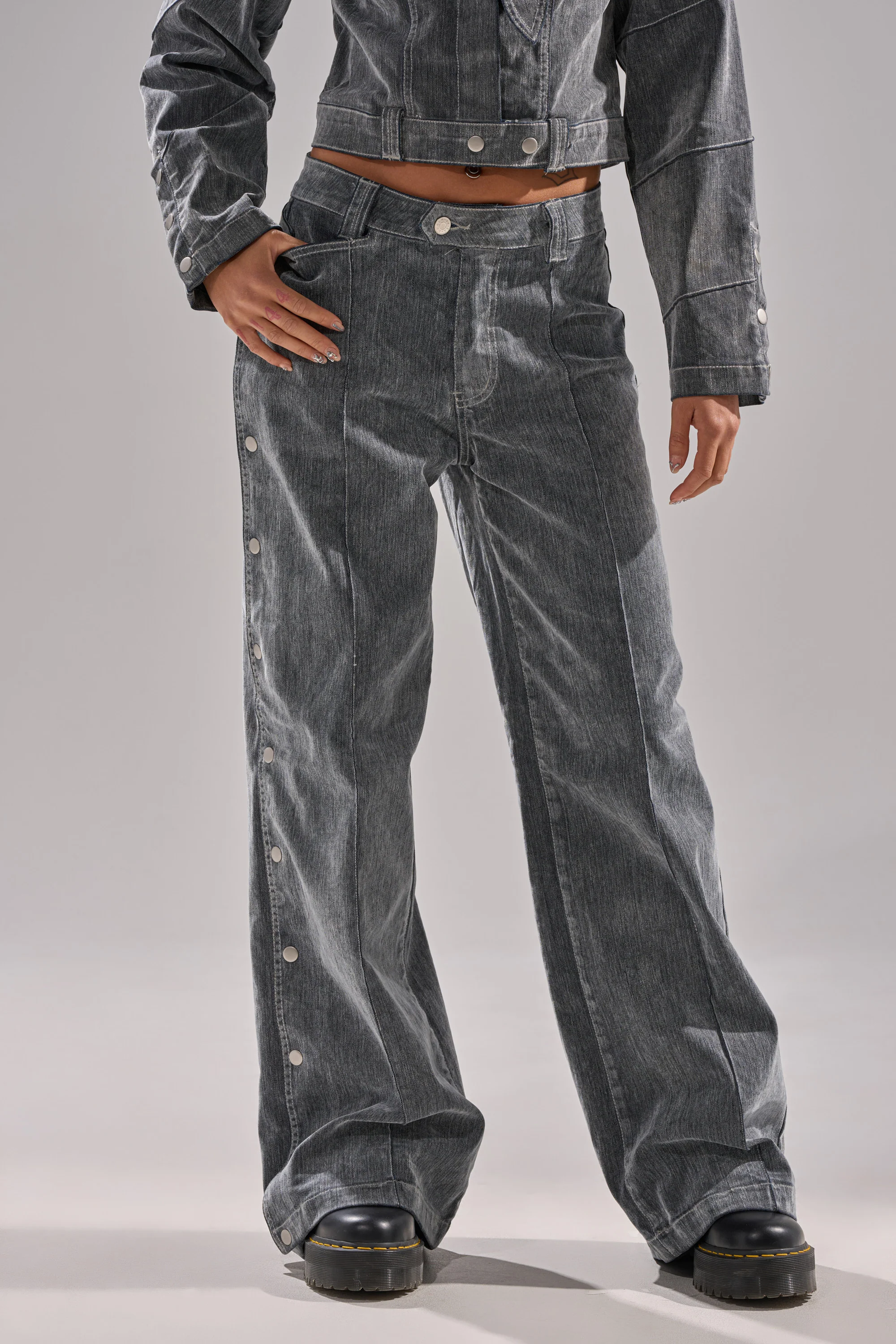 CATCHING EYES VELVET DENIM WIDE-LEG PANT - Image 2