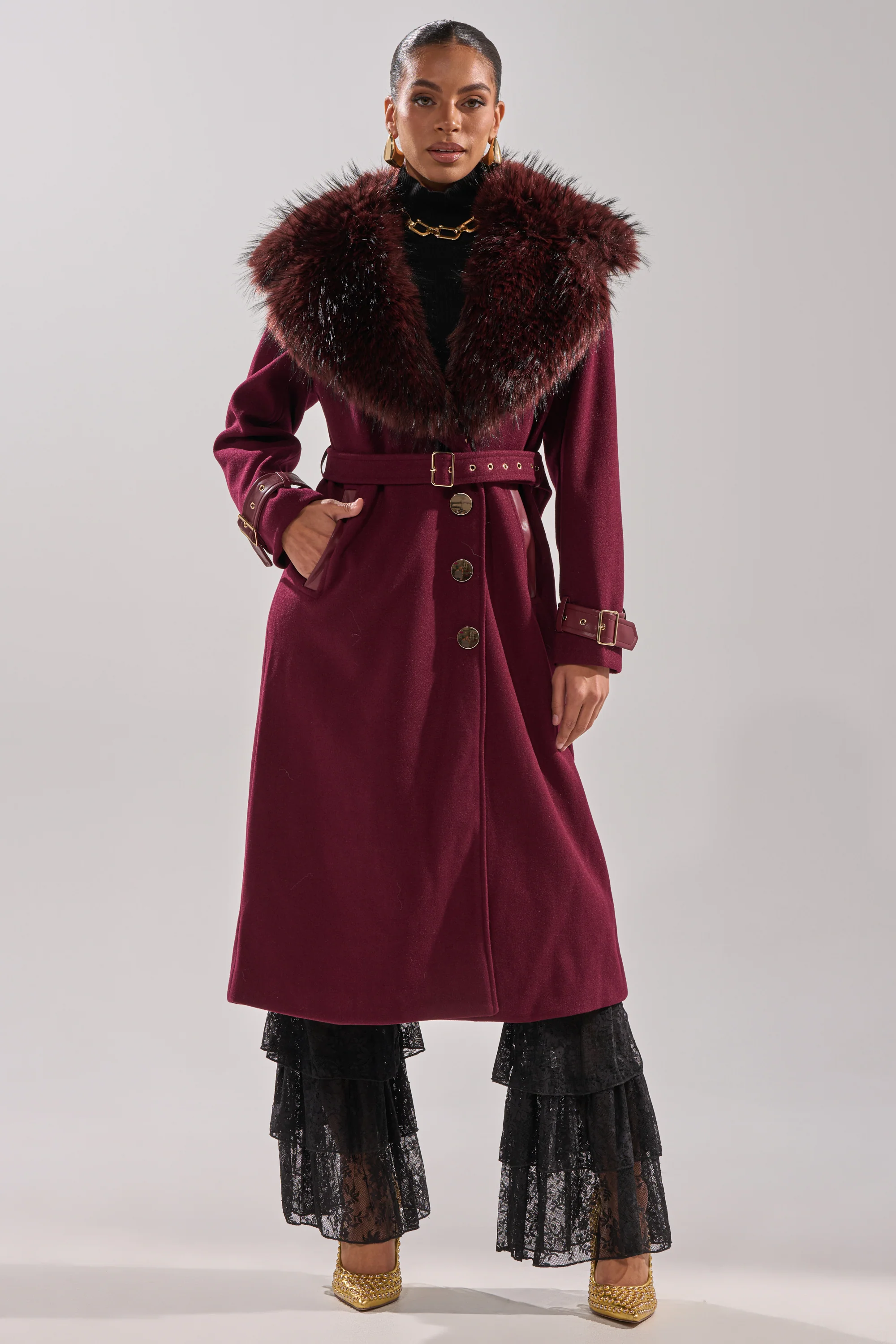 CATALINA FUR COLLAR TRENCH - Image 9