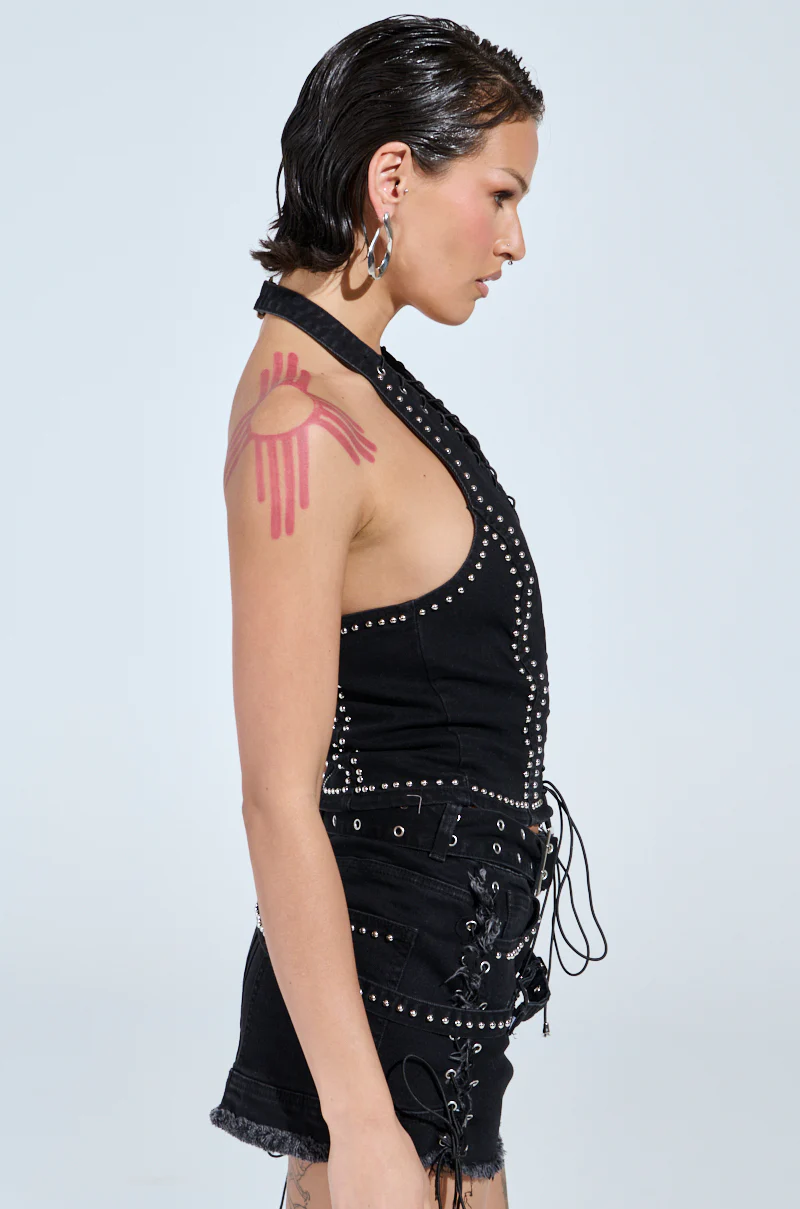 CATCH ME AFTER MIDNIGHT STUDDED CORSET TOP - Image 3