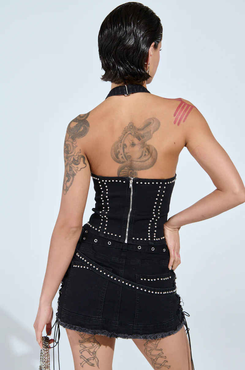 CATCH ME AFTER MIDNIGHT STUDDED CORSET TOP - Image 4
