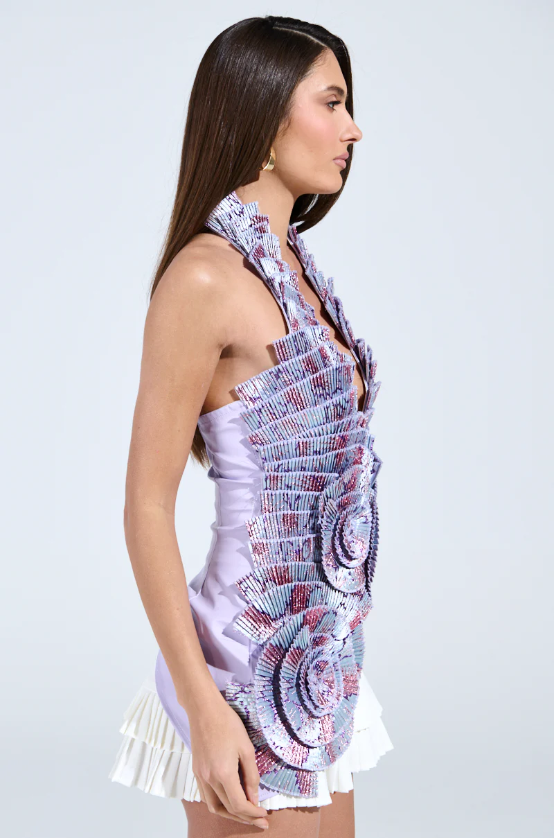 CATCH ME NEXT TIME BROCADE HALTER TOP - Image 4