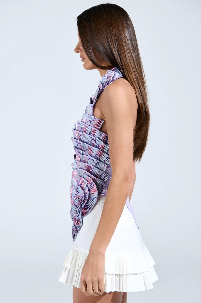 CATCH ME NEXT TIME BROCADE HALTER TOP - Image 5
