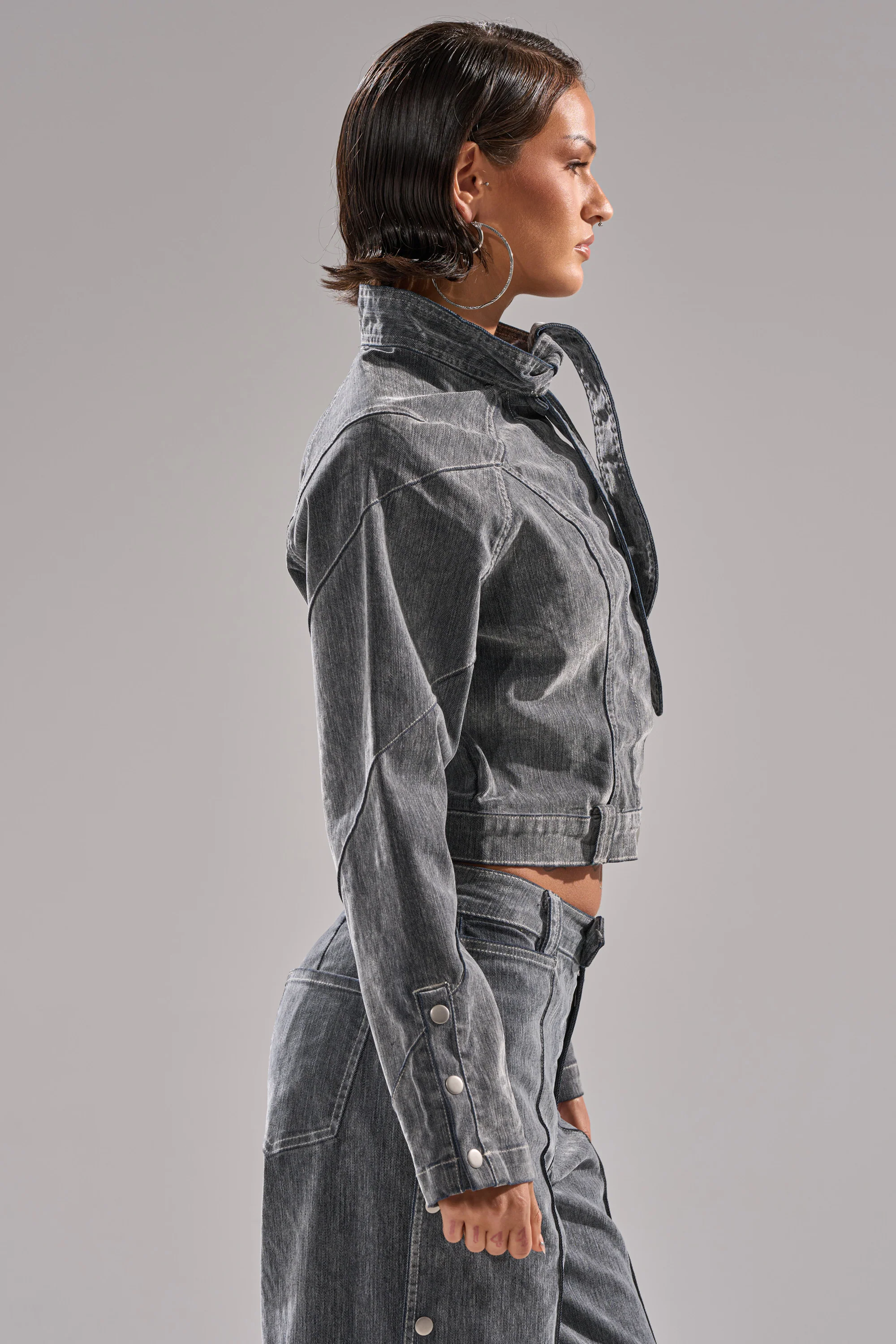 CATCHING EYES VELVET DENIM BLOUSE - Image 3