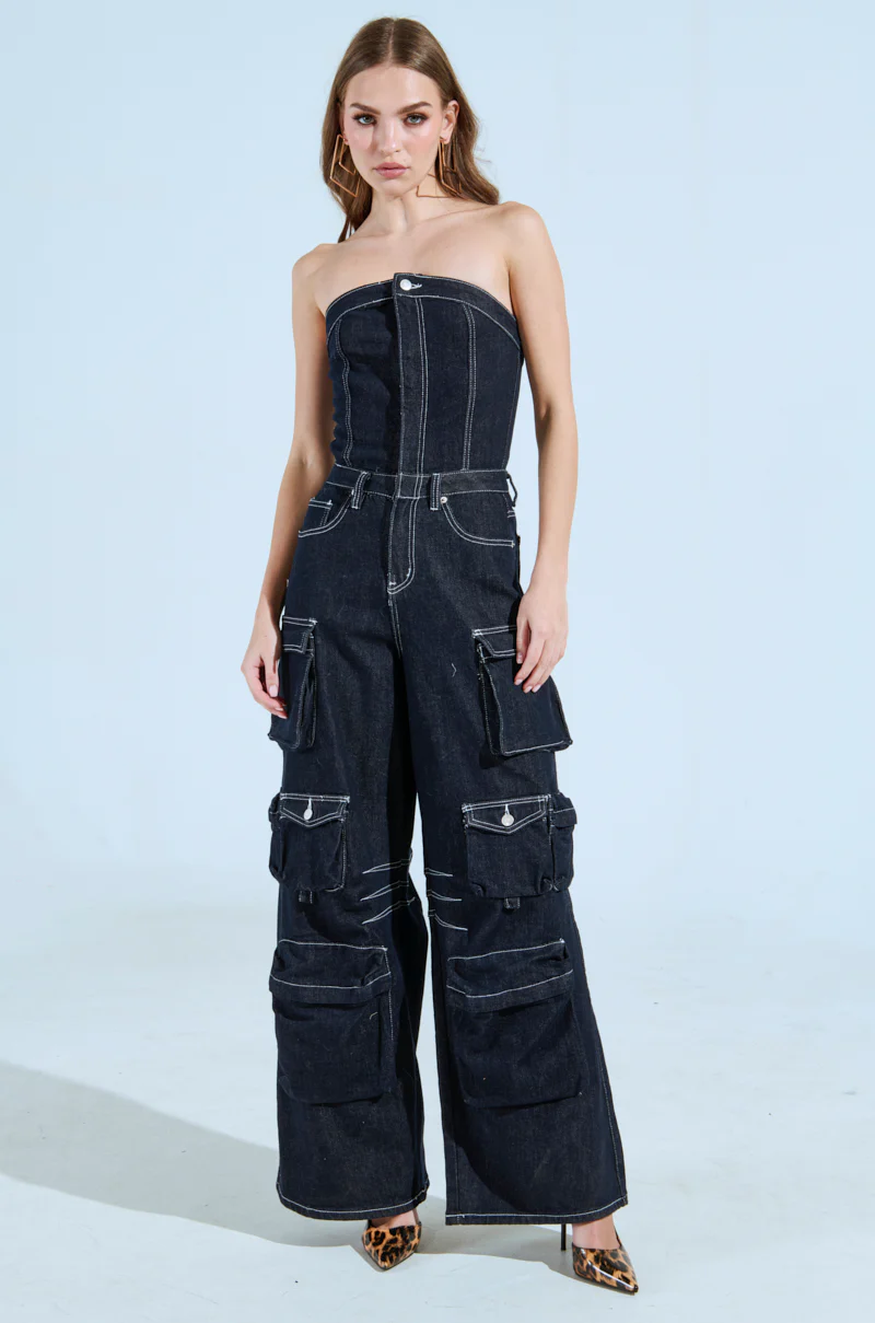 CAUGHT YOUR EYE DENIM JUMPSUIT - Image 4