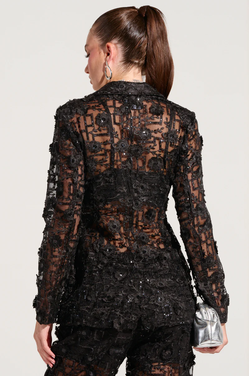 CELEBRATION TIME LACE BLAZER IN BLACK - Image 3