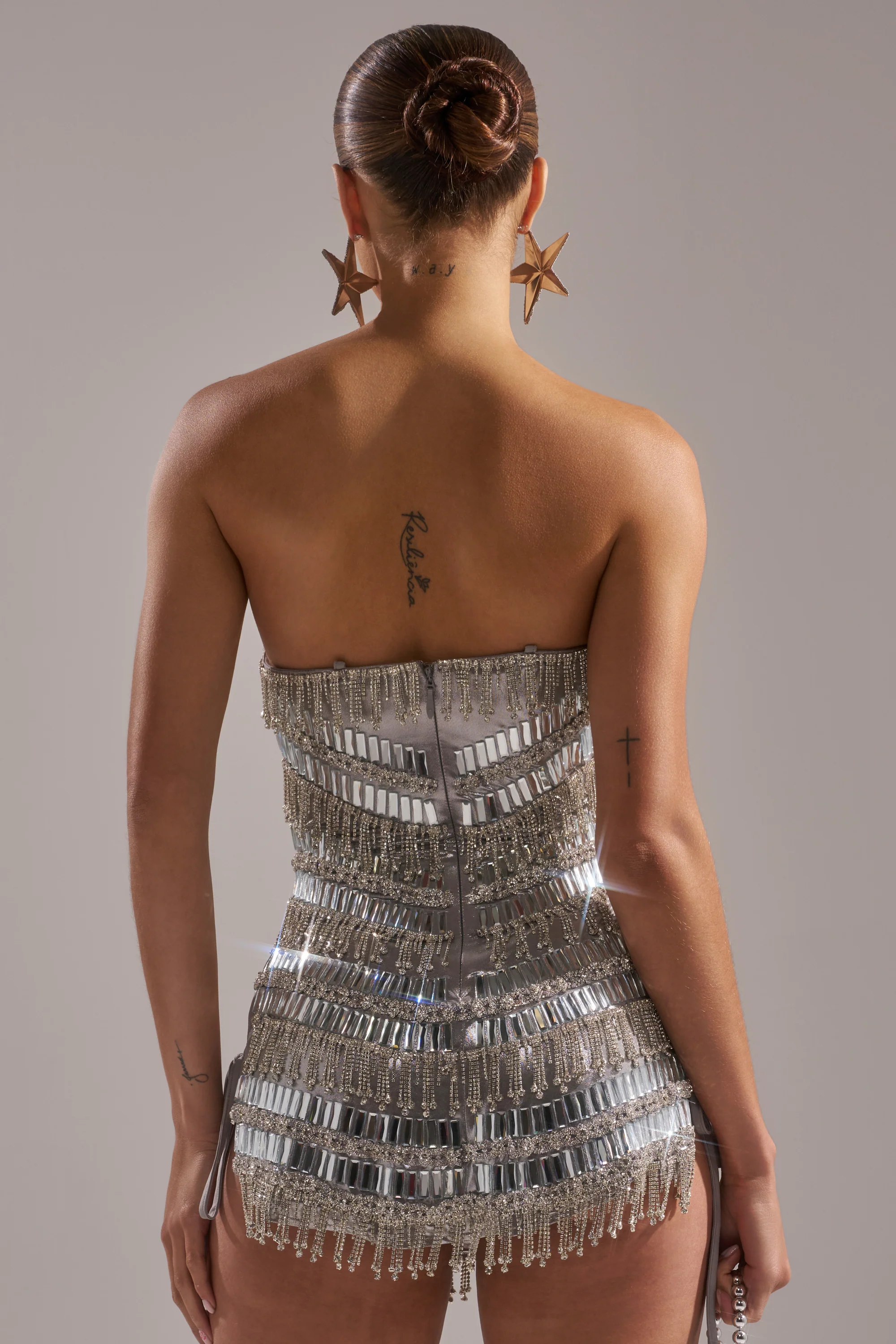 CHANDELIER RHINESTONE MINI DRESS - Image 4