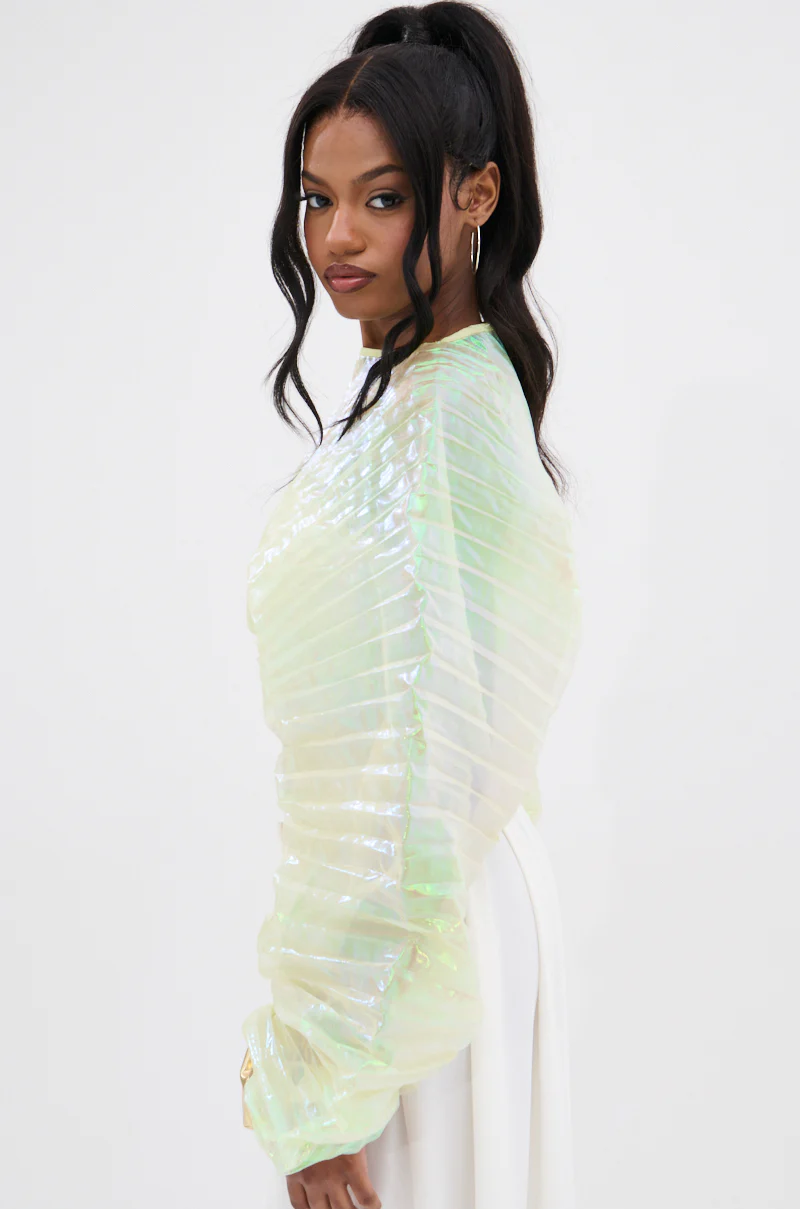 CHAR PLEATED IRIDESCENT CROP TOP - Image 5
