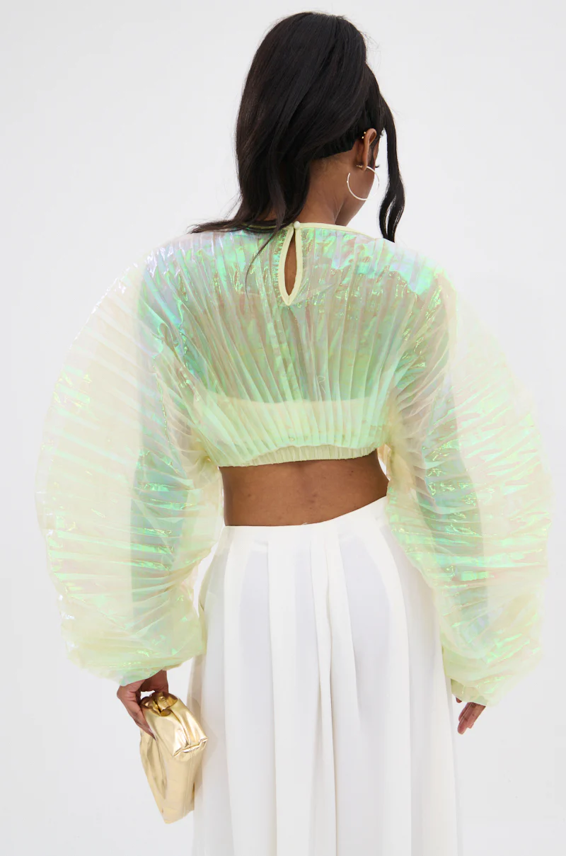 CHAR PLEATED IRIDESCENT CROP TOP - Image 6