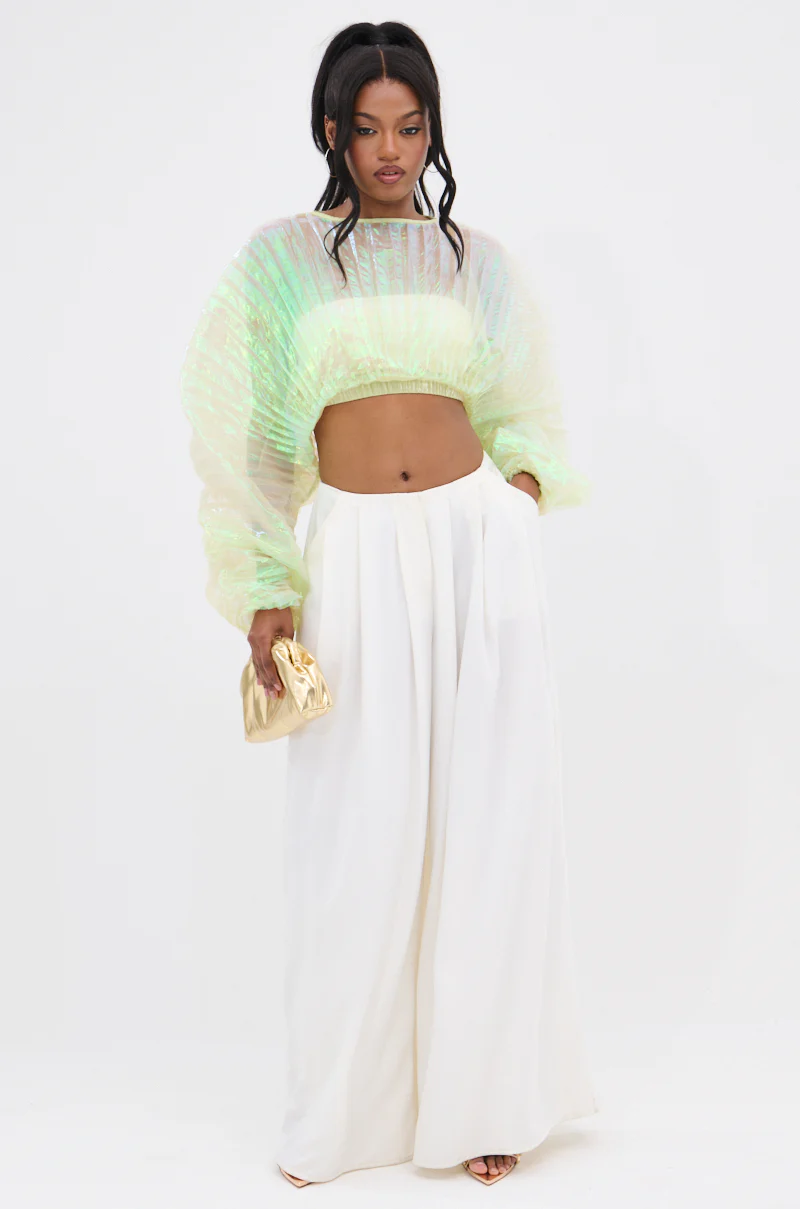 CHAR PLEATED IRIDESCENT CROP TOP - Image 8