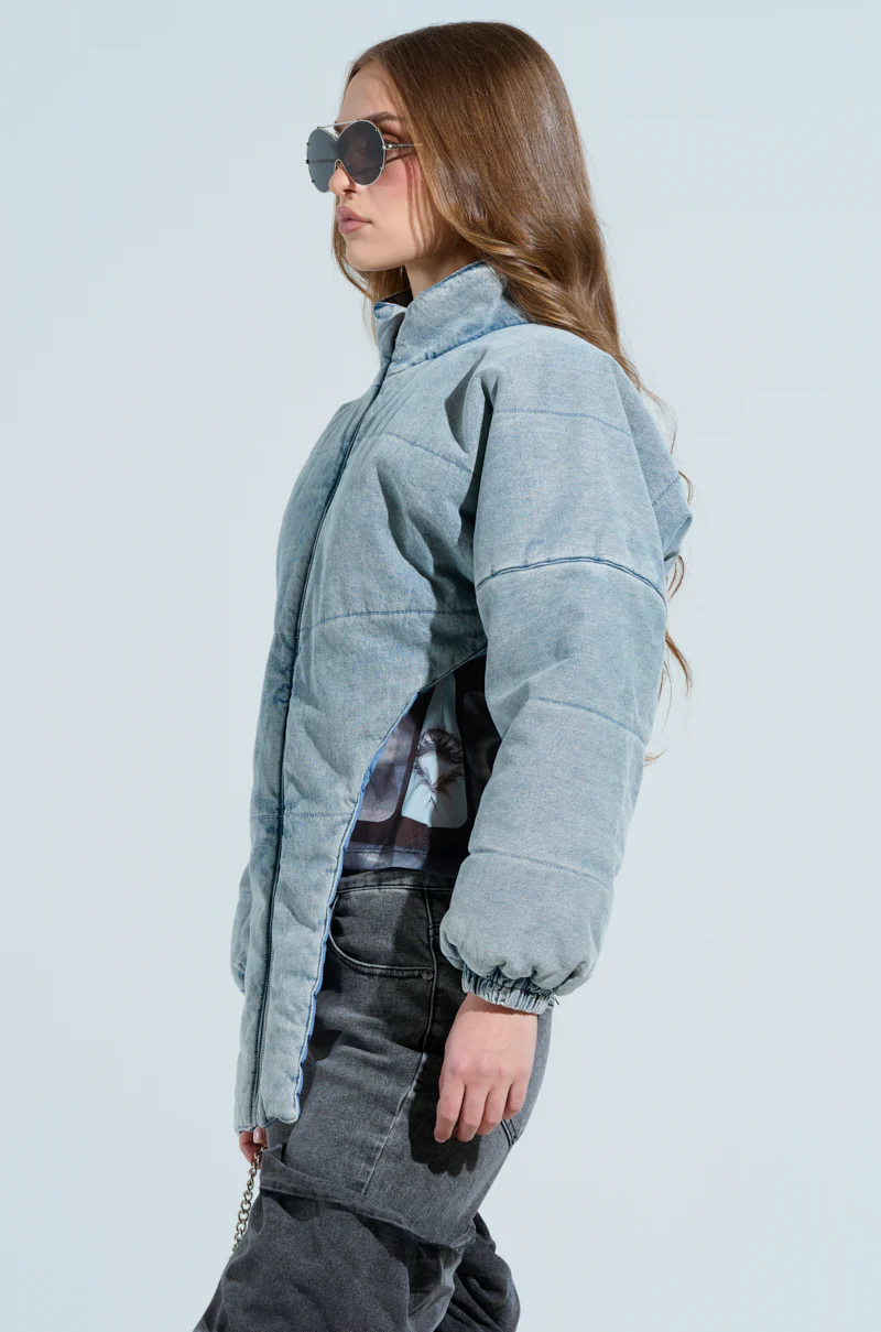 CHARLI CROPPED DENIM PUFFER - Image 5