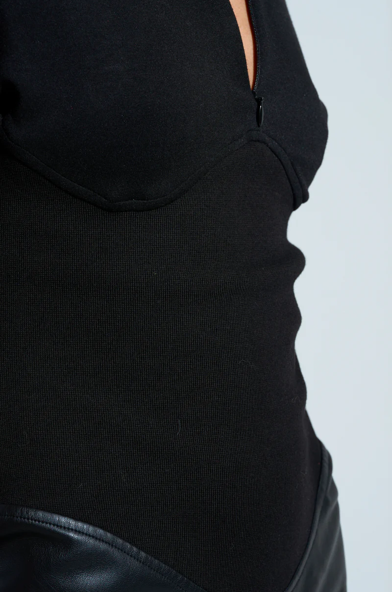 CHARLI STACKED PU JUMPSUIT IN BLACK - Image 10