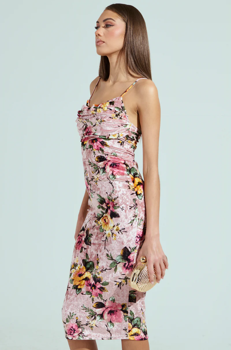 CHARLOTTE PRINTED VELVET MIDI DRESS - Image 4