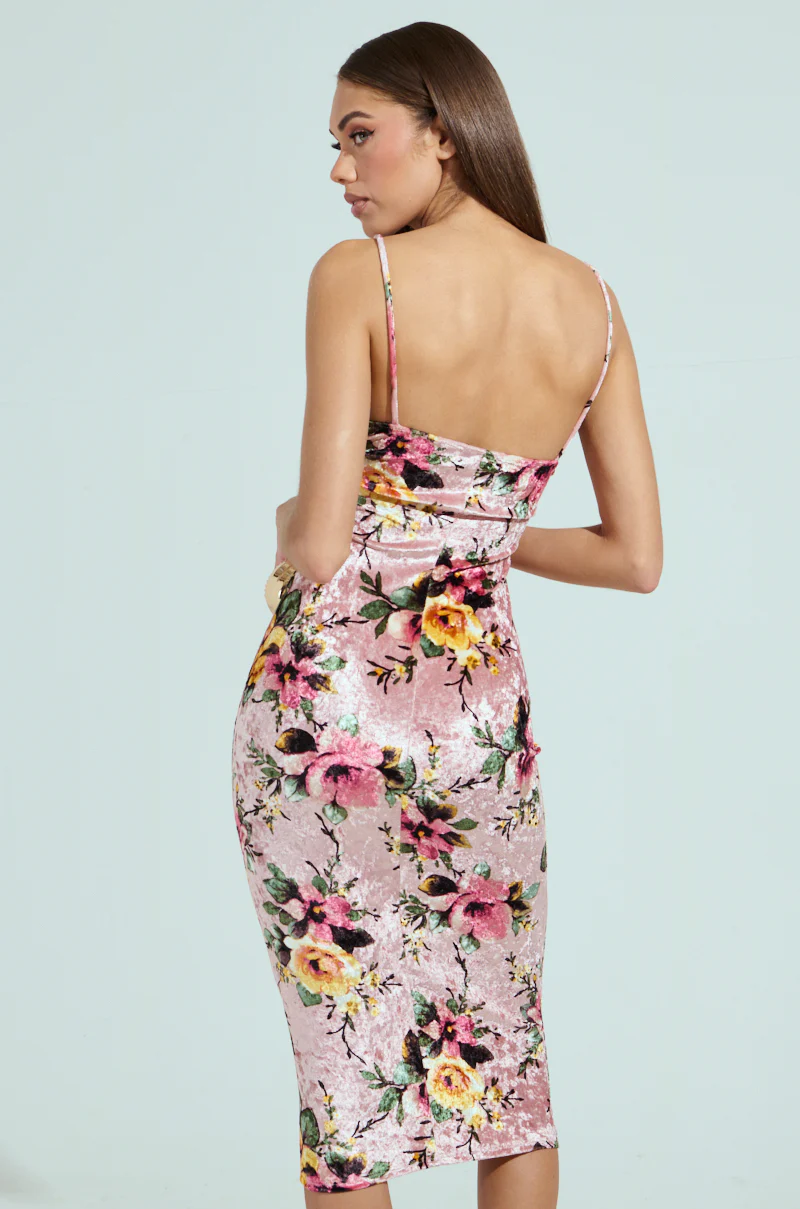 CHARLOTTE PRINTED VELVET MIDI DRESS - Image 5