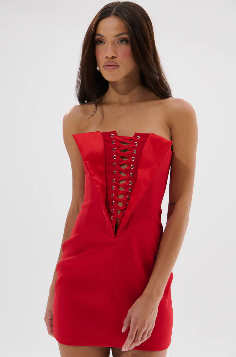 CHAUNTELLE LACE UP MINI DRESS - Image 3