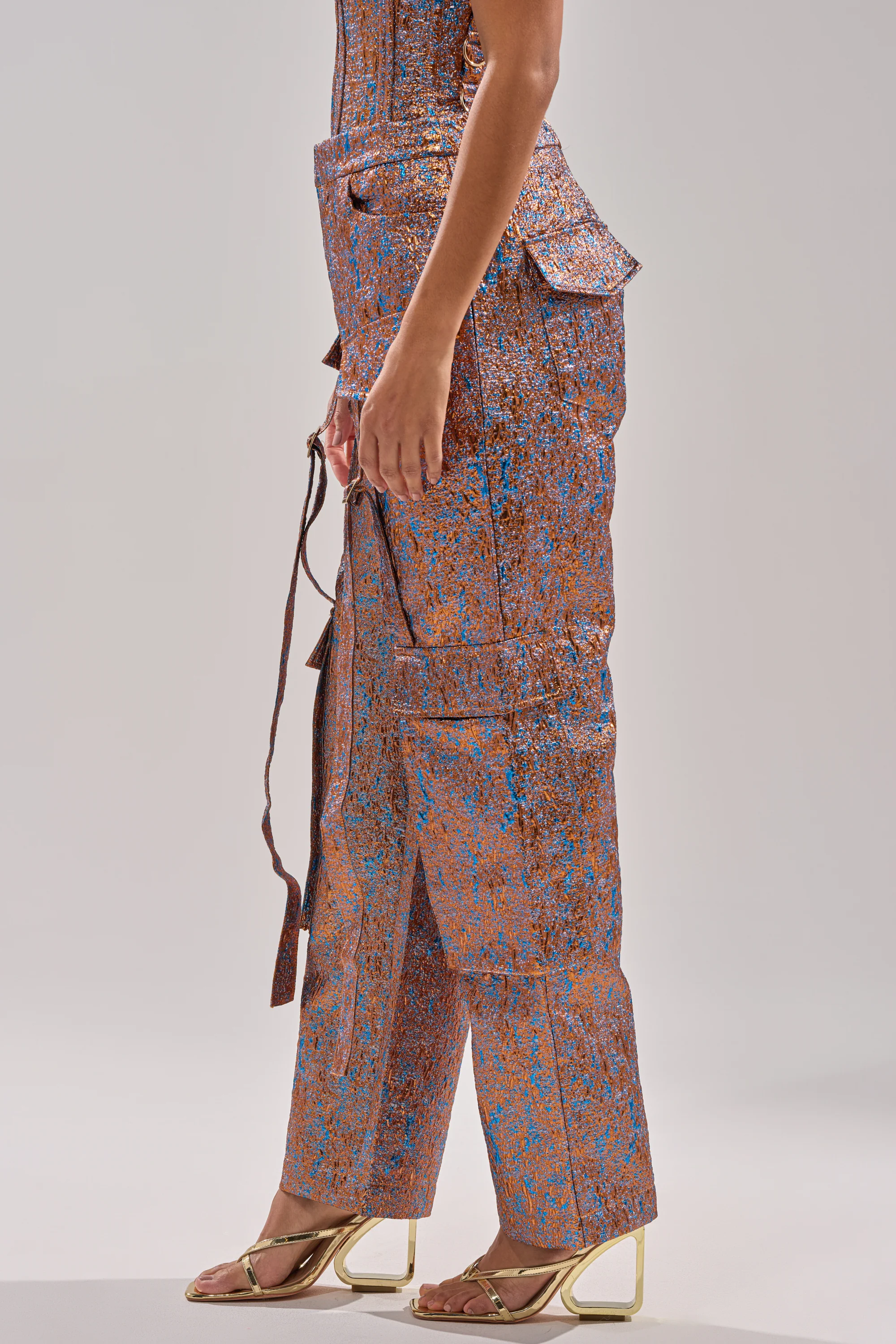 CHECK IT OUT BROCADE BRONZE TROUSER - Image 4
