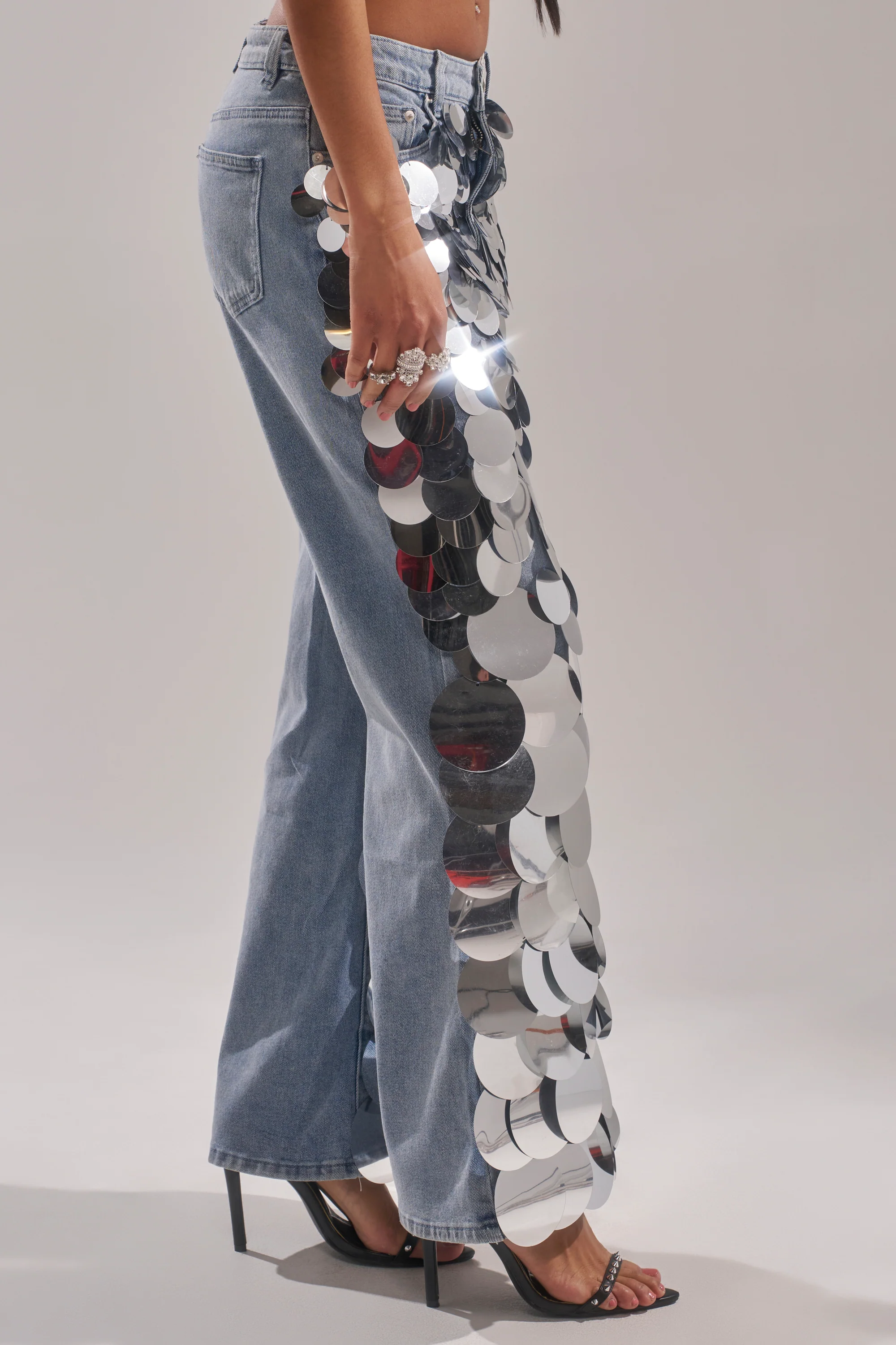 CHECK IT OUT SEQUIN DENIM PANT - Image 4