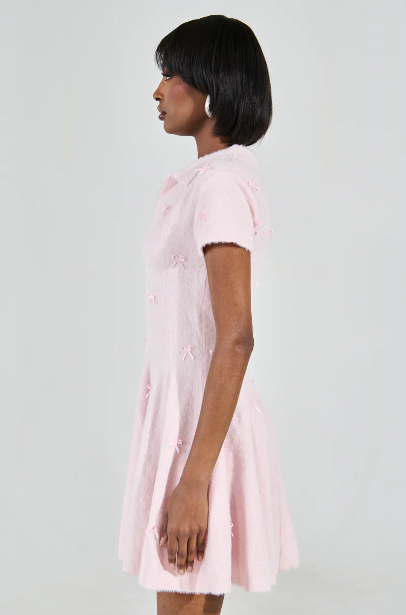 BOW DOWN GIRL MINI DRESS IN PINK - Image 5
