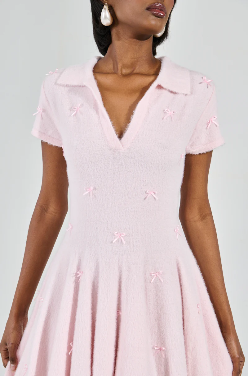 BOW DOWN GIRL MINI DRESS IN PINK - Image 8