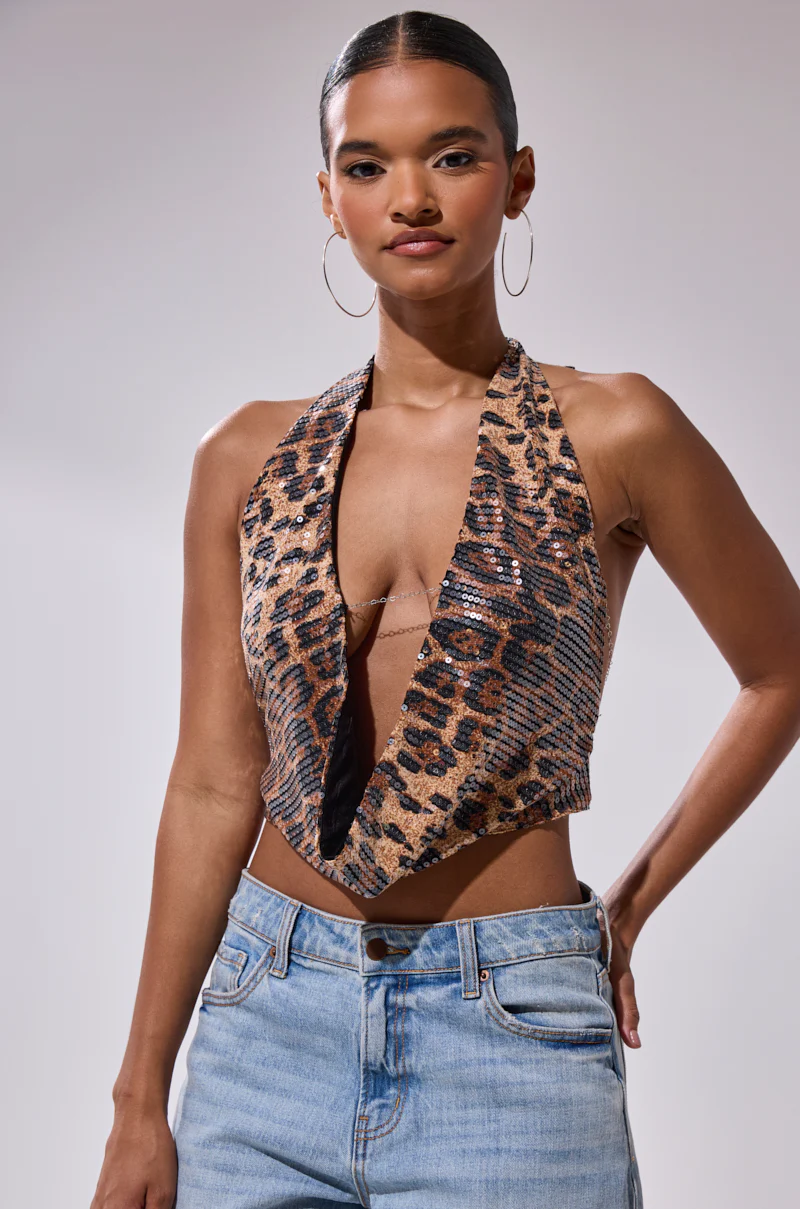 CHEETAH GIRLY COWL NECK TOP - Image 4