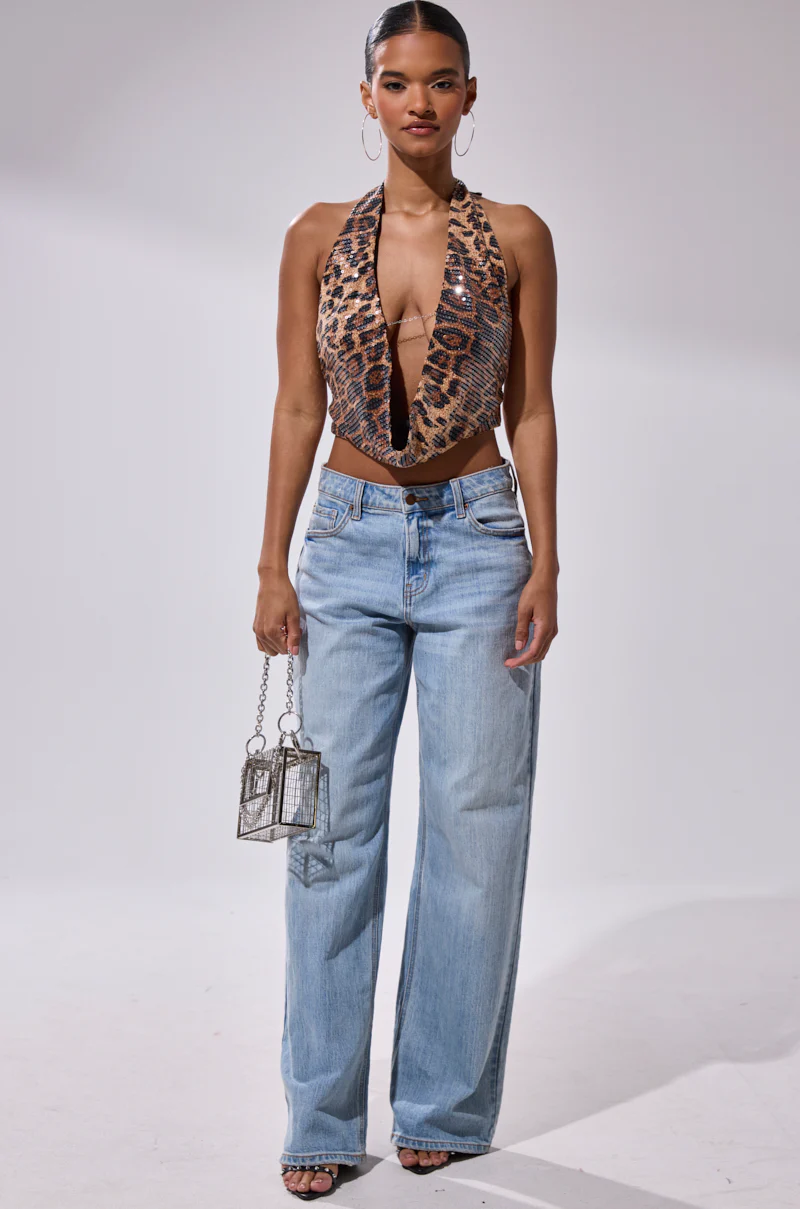 CHEETAH GIRLY COWL NECK TOP - Image 9