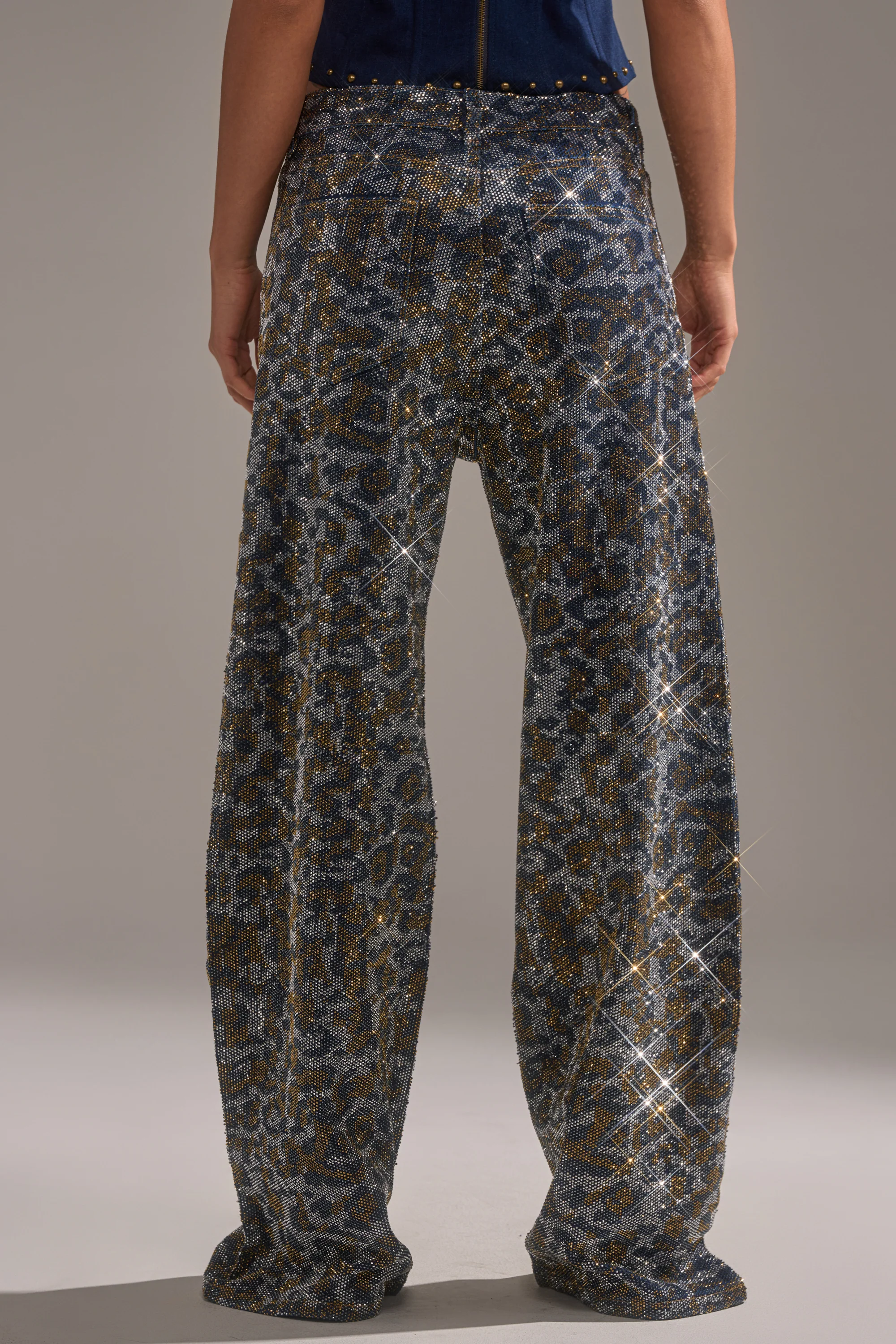 CHEETAH GIRLY RHINESTONE DENIM PANT - Image 4