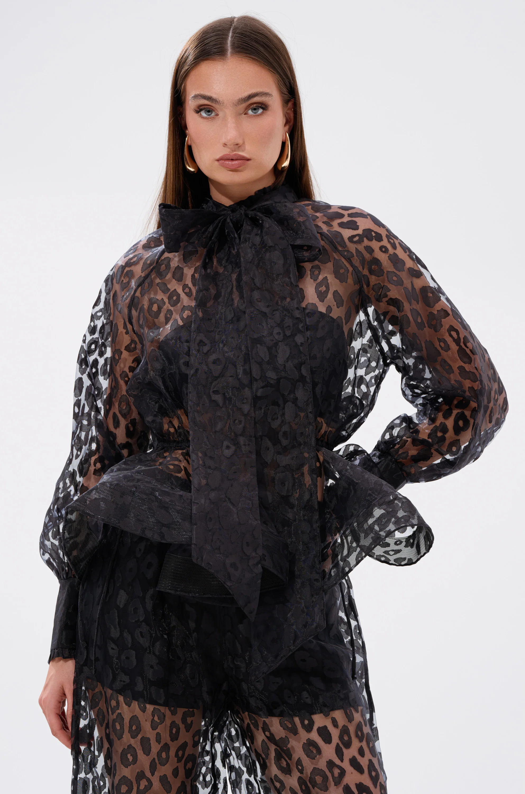 CHEETAH SISTA TIE FRONT BLOUSE - Image 2