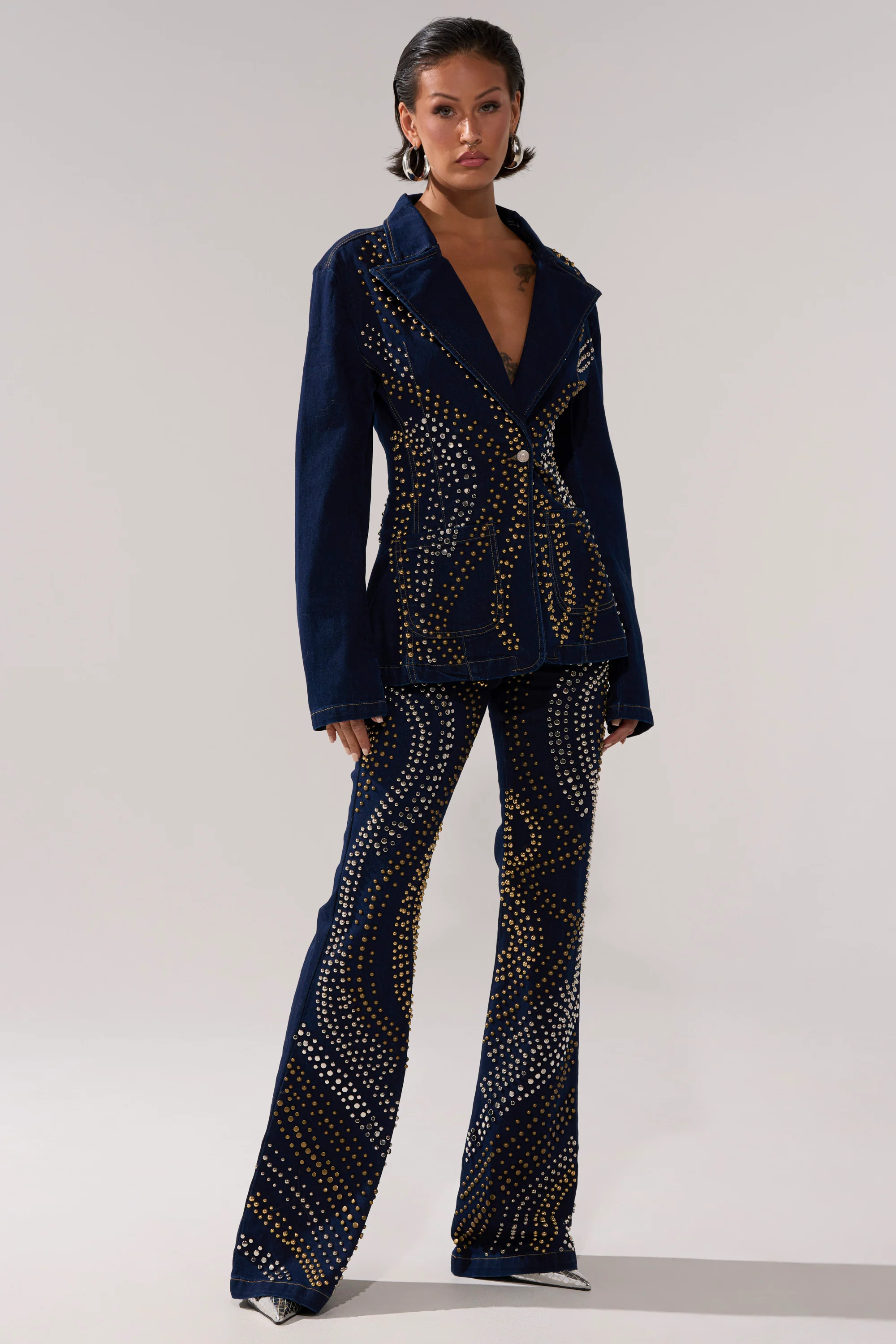 CHEYENNE STUDDED FLARE DENIM