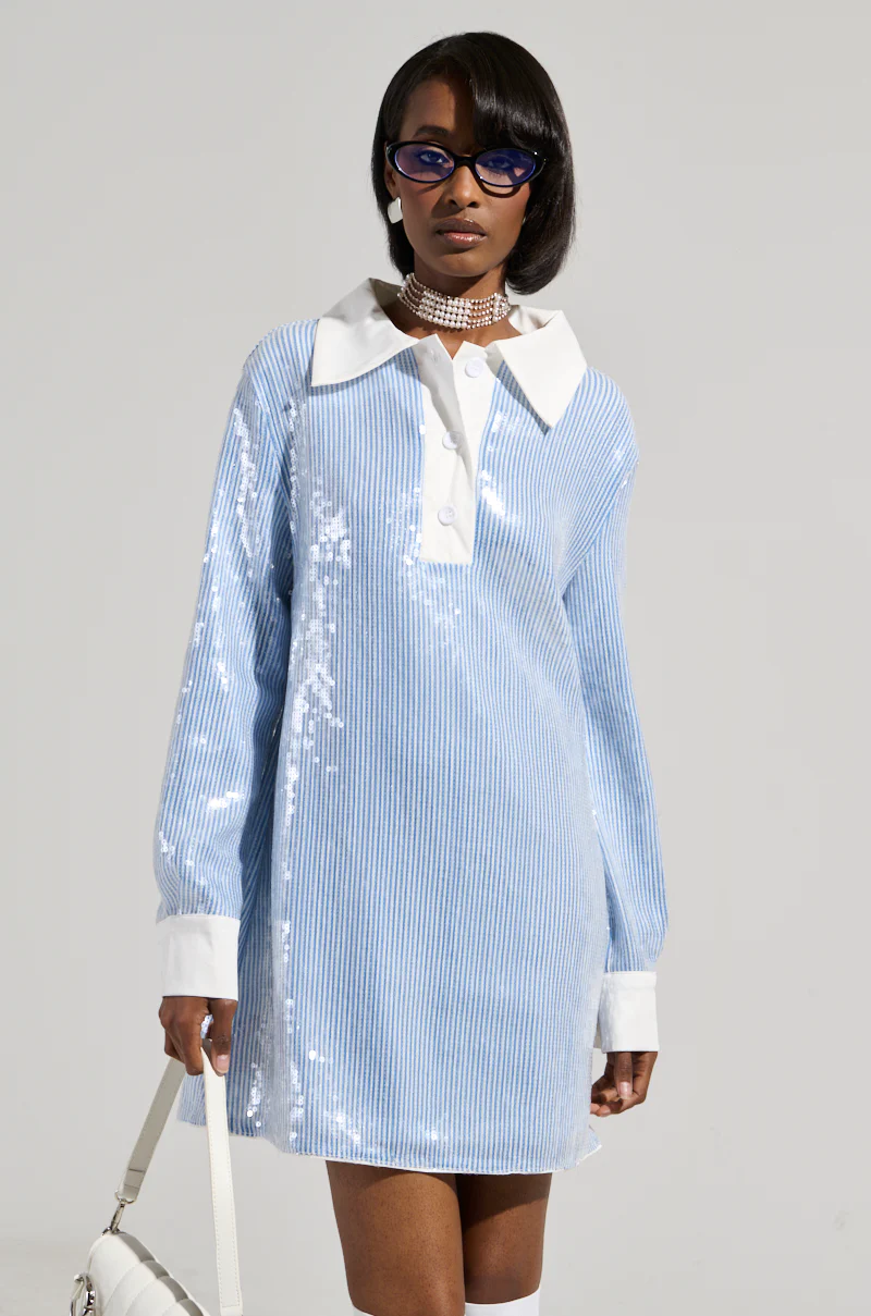 CHIC AF SEQUIN POPLIN MINI DRESS - Image 2