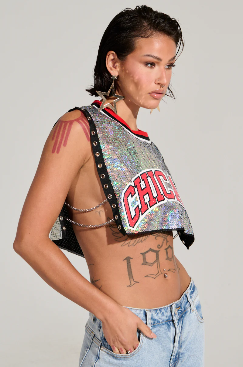 CHICAGO SEQUIN CROPPED TANK - Image 3