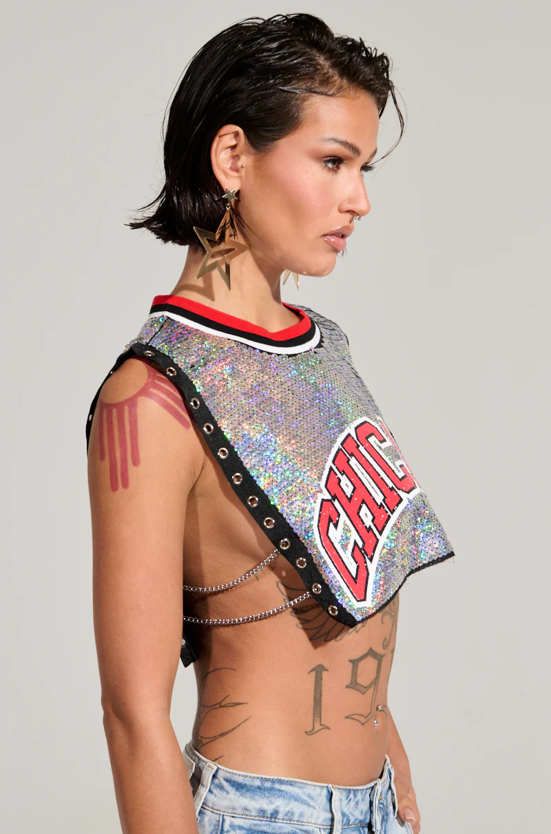 CHICAGO SEQUIN CROPPED TANK - Image 5