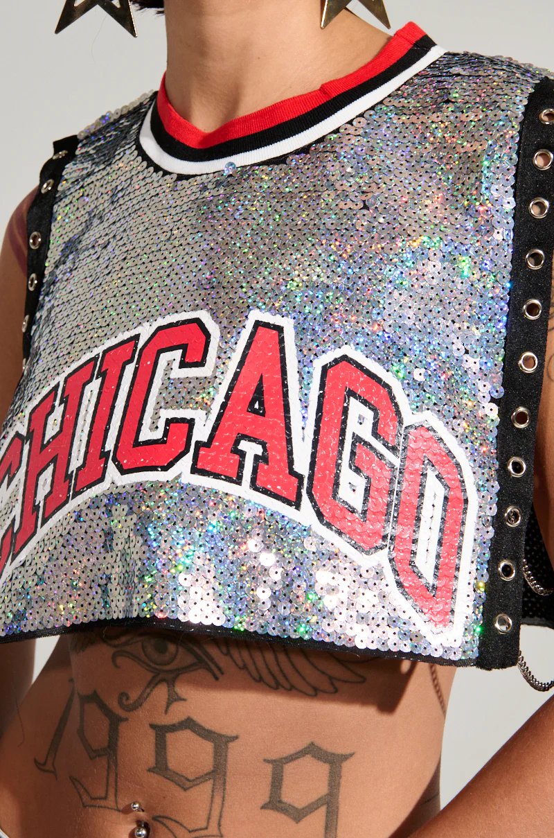 CHICAGO SEQUIN CROPPED TANK - Image 9