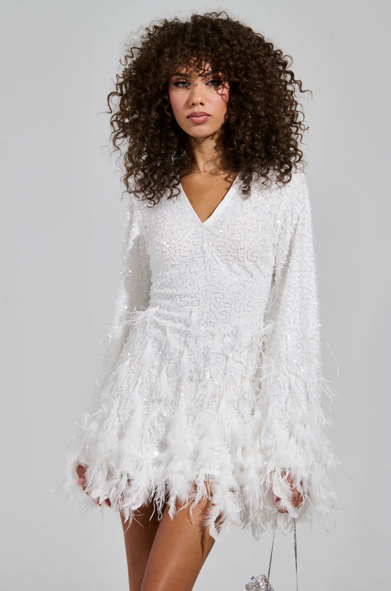 CHLOE FEATHER MINI DRESS - Image 2