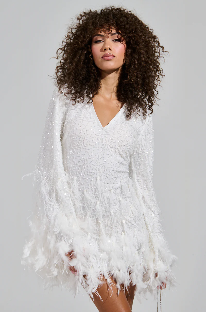 CHLOE FEATHER MINI DRESS - Image 3