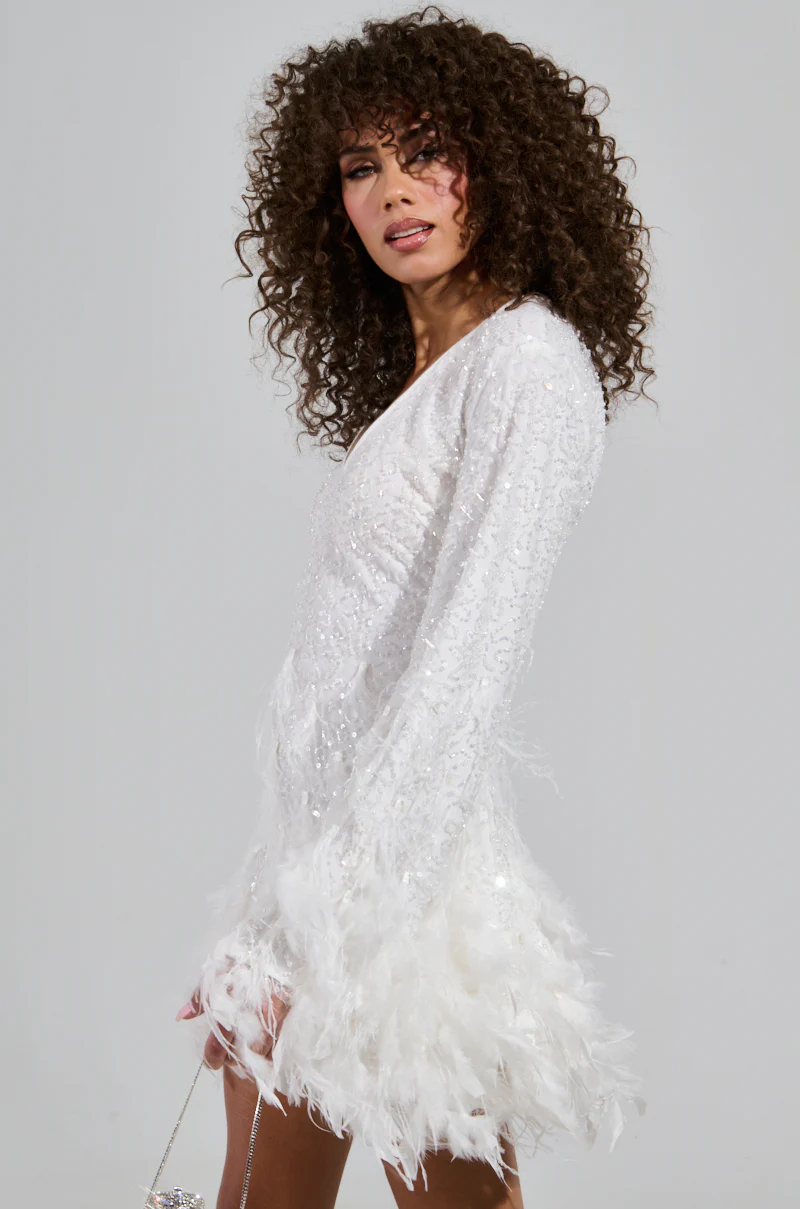CHLOE FEATHER MINI DRESS - Image 4