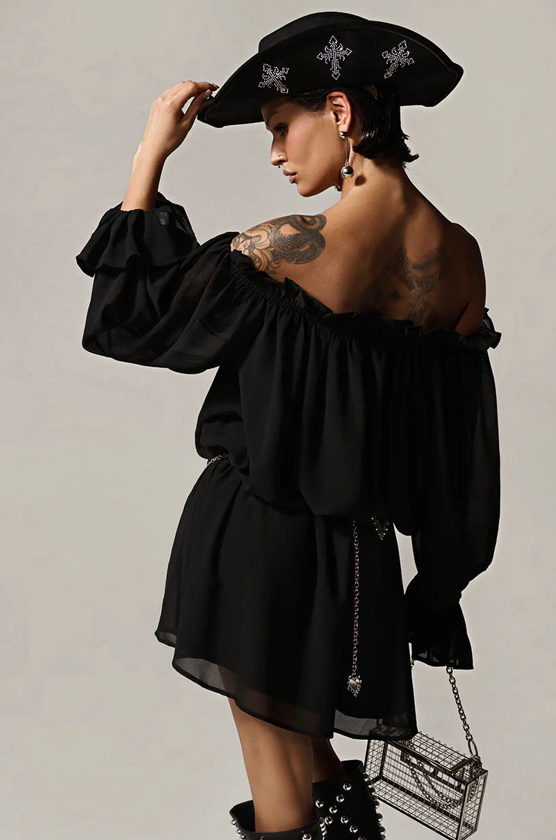CHLOE MESH OFF THE SHOULDER MINI DRESS