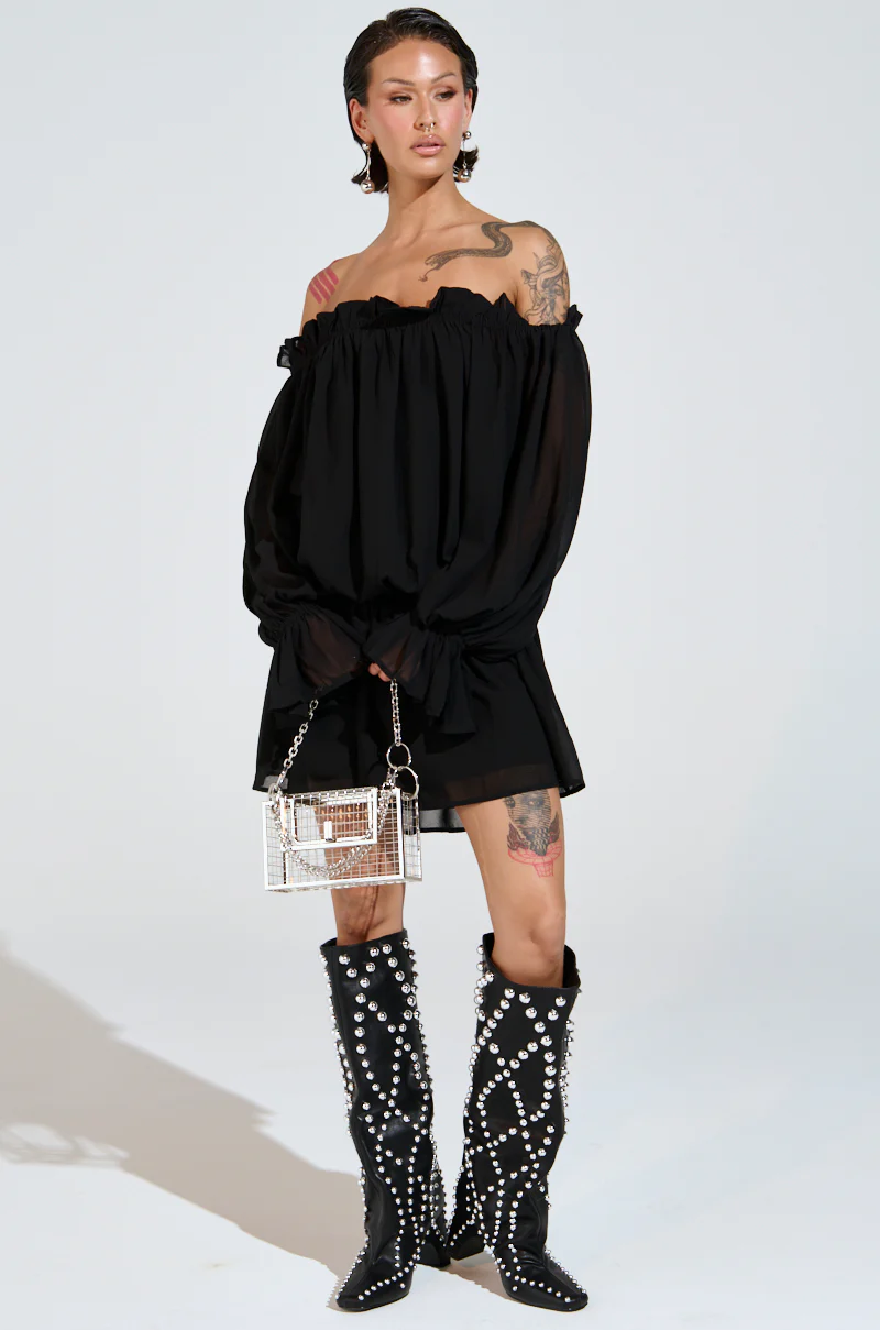 CHLOE MESH OFF THE SHOULDER MINI DRESS - Image 11