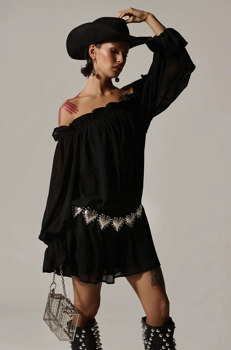 CHLOE MESH OFF THE SHOULDER MINI DRESS - Image 5