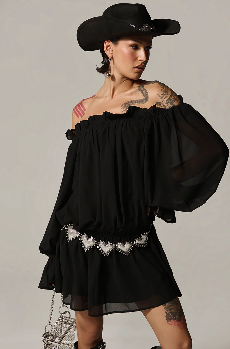 CHLOE MESH OFF THE SHOULDER MINI DRESS - Image 6