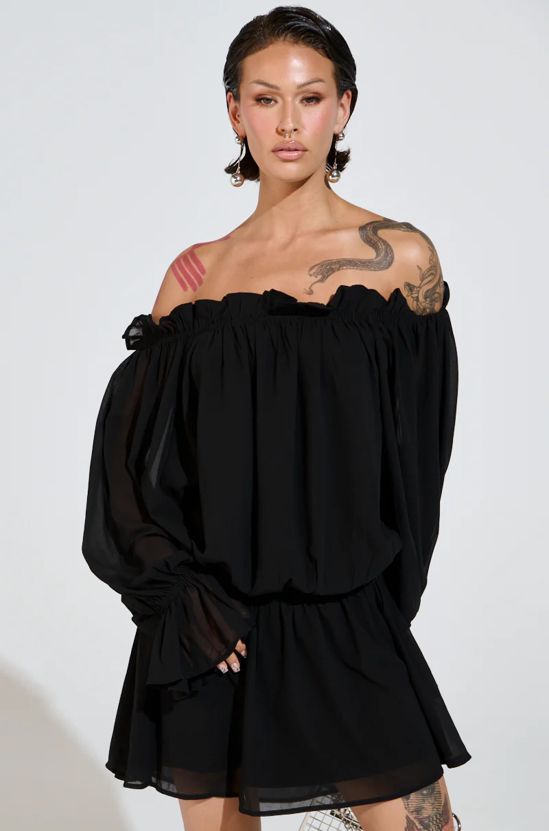 CHLOE MESH OFF THE SHOULDER MINI DRESS - Image 7