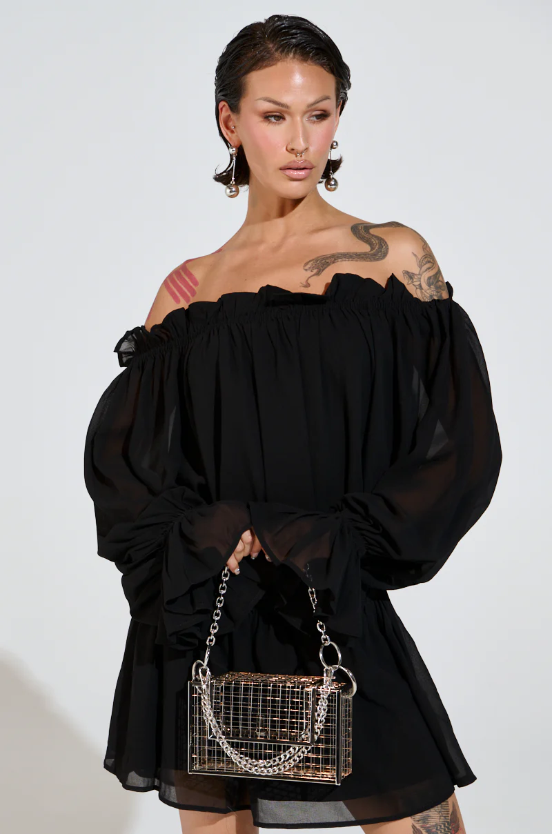 CHLOE MESH OFF THE SHOULDER MINI DRESS - Image 8