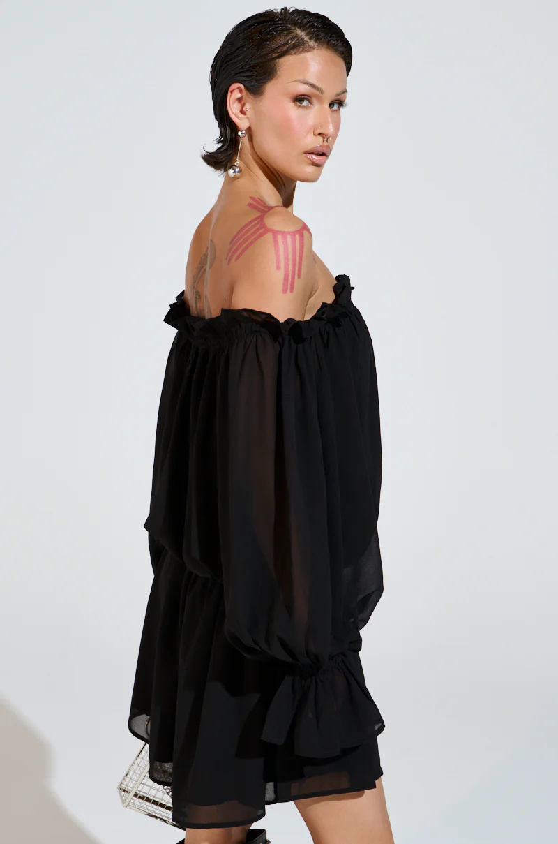 CHLOE MESH OFF THE SHOULDER MINI DRESS - Image 9
